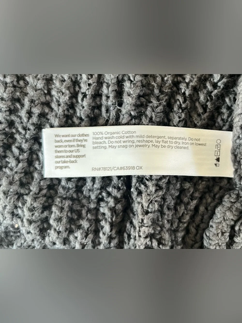 Eileen Fisher Ribbed Knit Cardigan Sweater Dark Gray Women’s Size S - Picture 8 of 8